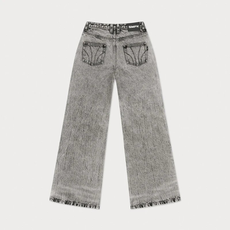 Design EMFK Wide-Leg Distressed Black Jeans - 16