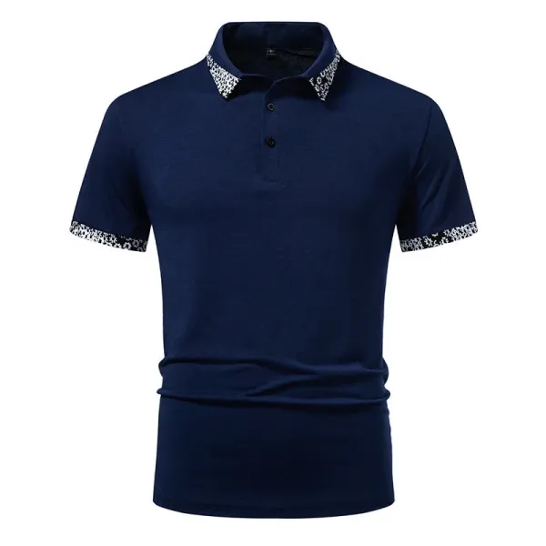 Design Classic Polo Black with White Patterned Collar and Cuffs Tops.polo - 14