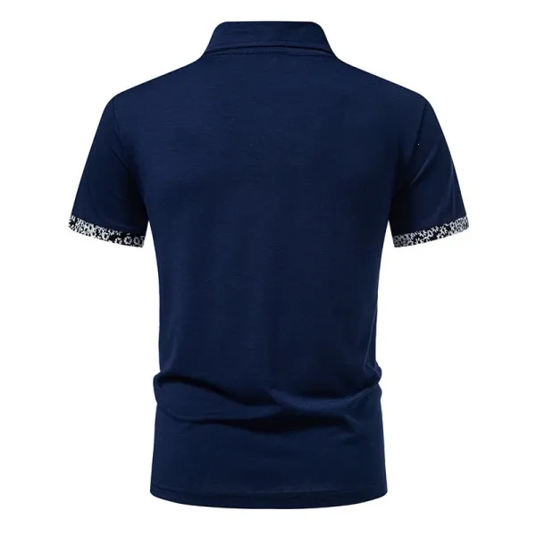 Design Classic Polo Black with White Patterned Collar and Cuffs Tops.polo - 16