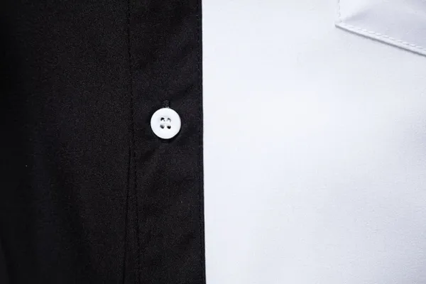 Design Asymmetrical Color-Block Shirt Black White Men's Shirt Tops Shirt - 19