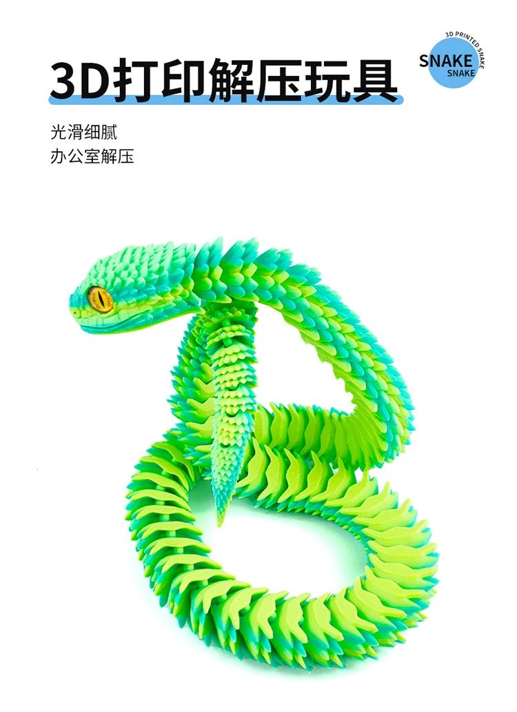 Design 3D Printed Snake Sculpture Red Blue Gradient Accessories - 8