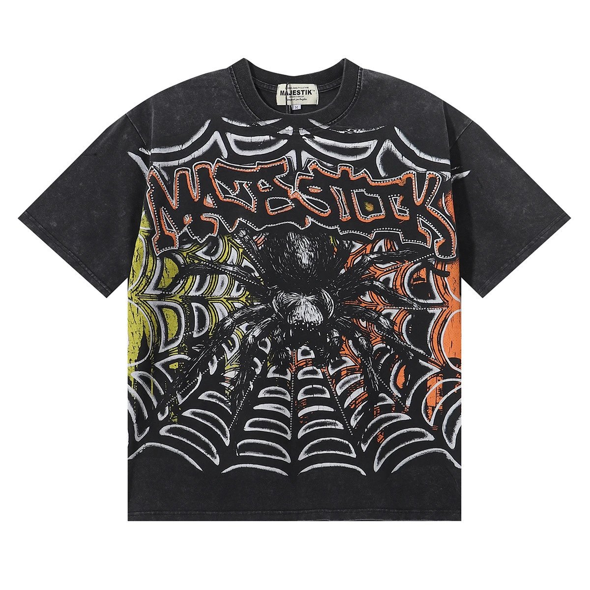 Design Majestik Spider Web Graphic T-Shirt Black T-Shirts - 3