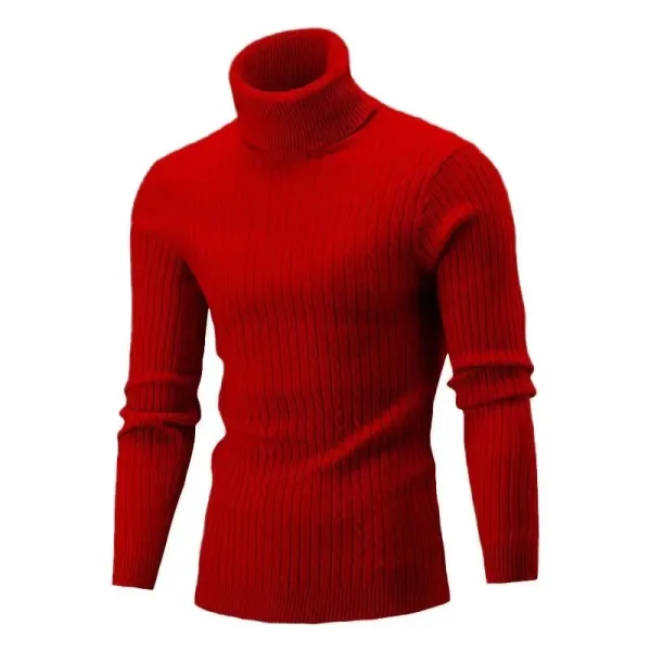 Design Cable Knit Turtleneck Sweater Blue - 12