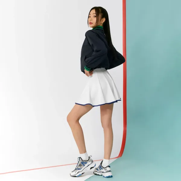 Design Windbreaker Jacket White with Navy Trim - 22