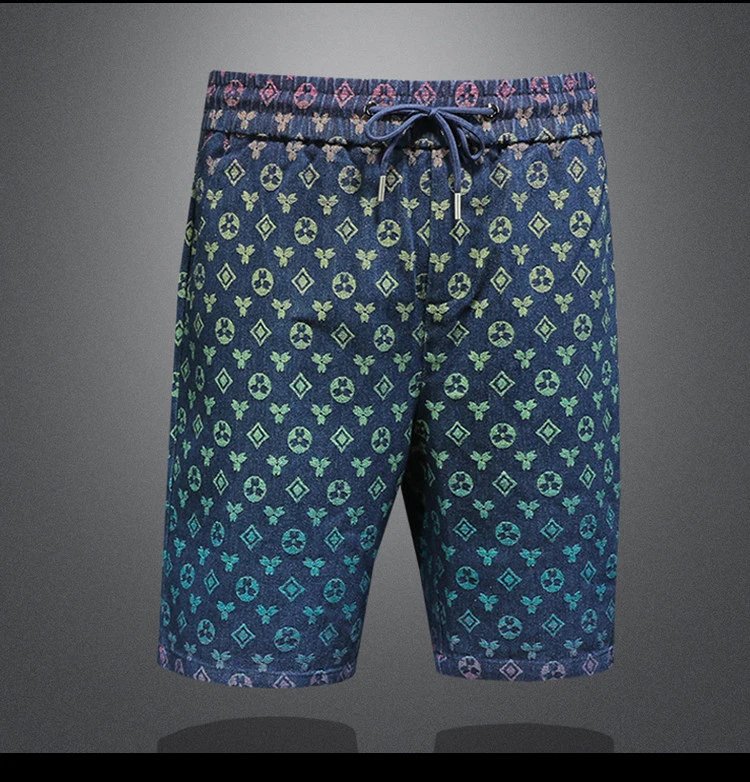 Design Monogram-Print Drawstring Shorts Blue Multicolor - 7