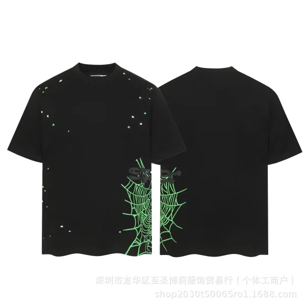 SP5DER Spider Web Graphic T-Shirt Black - 43