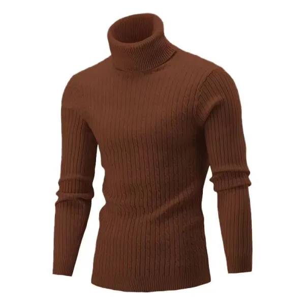Design Cable Knit Turtleneck Sweater Blue - 28
