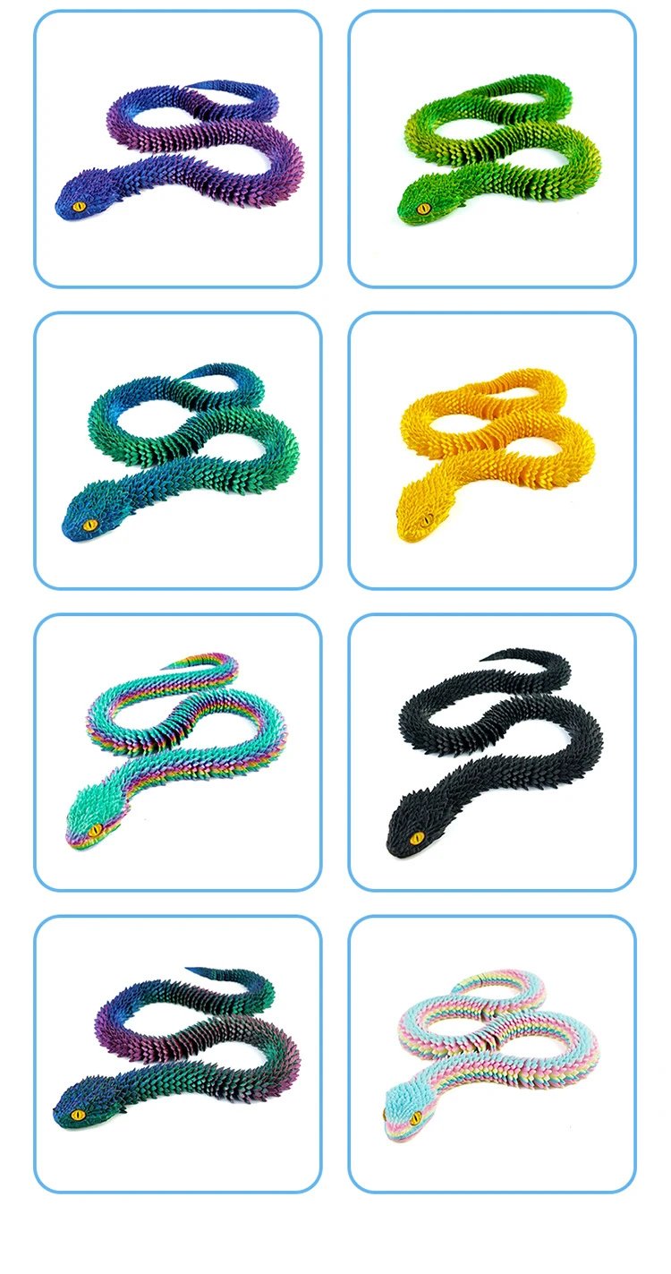 Design 3D Printed Snake Sculpture Red Blue Gradient Accessories - 11