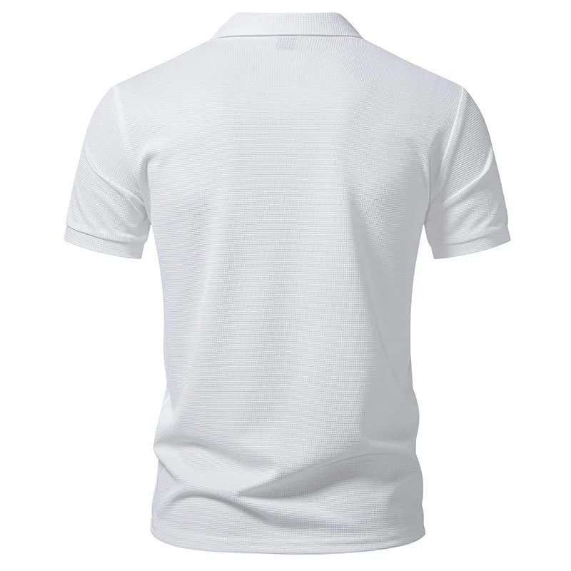 Design Color-Block Polo Shirt White Black Tops.polo - 6