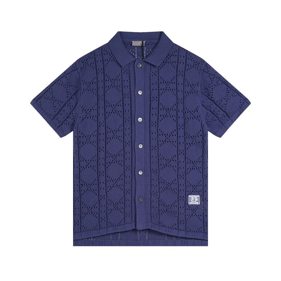 Dior Men's Embroidered Pocket Polo Navy Polo Shirt - 29