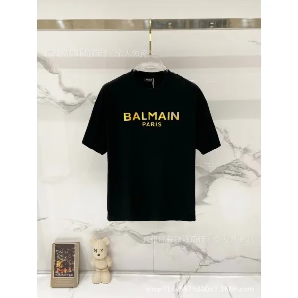 Balmain Logo Print Black T-Shirt - 1
