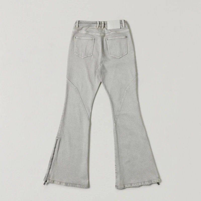 Design Flared Zip-Trim Jeans Light Gray - 21