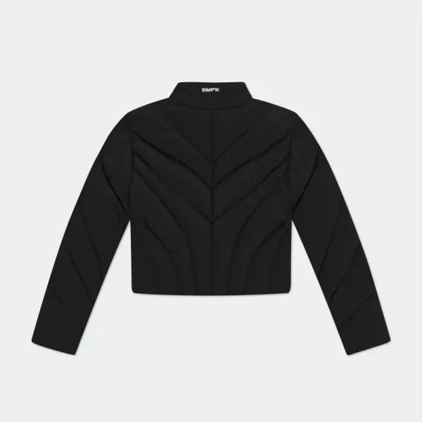 Design Quilted Cropped Puffer Jacket Light Gray Outerwear.jacket - 11