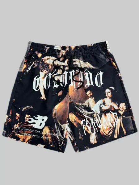 Design Baroque Print Swim Shorts Black Multicolor - 1