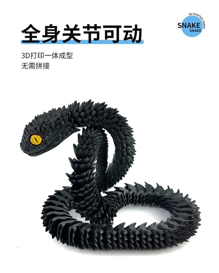 Design 3D Printed Snake Sculpture Red Blue Gradient Accessories - 7