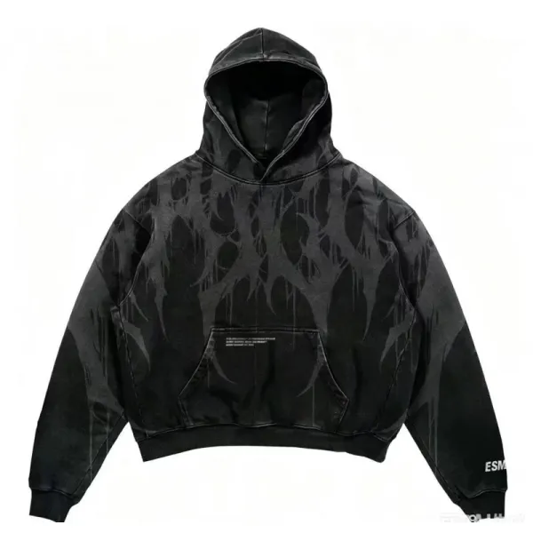 Design ESM Black Abstract Print Cropped Hoodie - 1