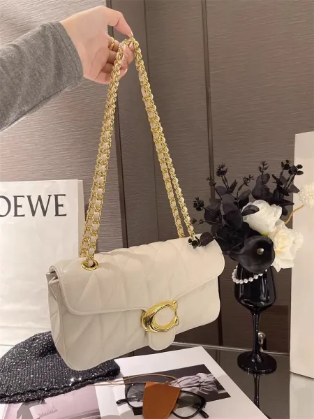 Design Pearl-Embellished Quilted Chain Shoulder Bag White - 9