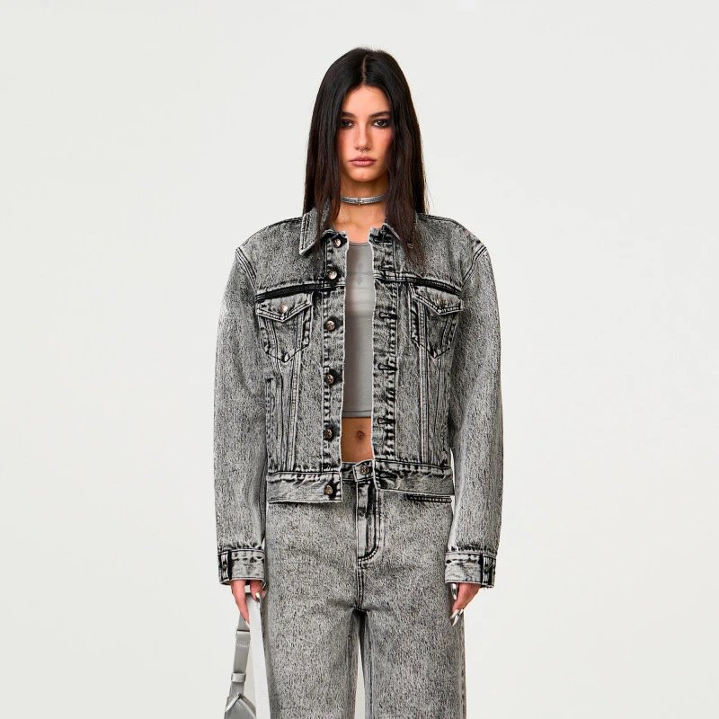 SMF Acid Wash Cropped Denim Jacket - 10