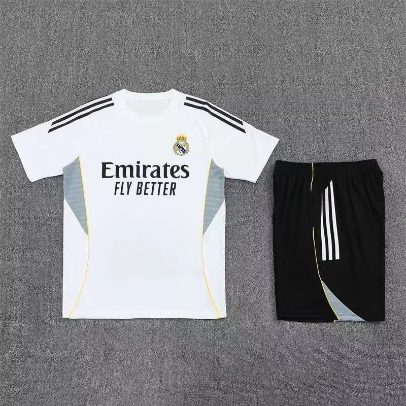 Real Madrid Training Kit White / Black Jersey and Shorts Sets