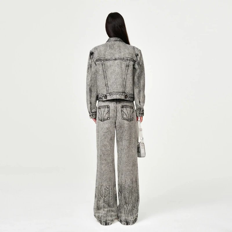 SMF Acid Wash Cropped Denim Jacket - 9