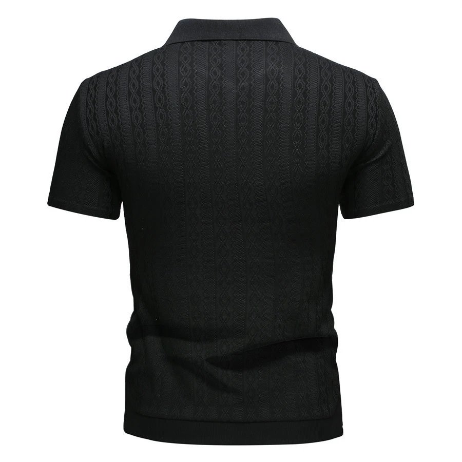 Design Zip-Front Textured Polo Mint Green with Black Panels Tops.polo - 10