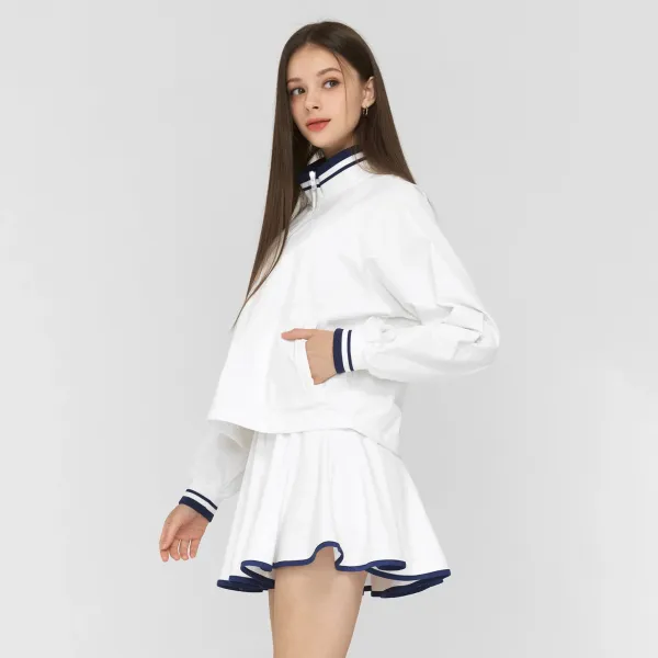 Design Windbreaker Jacket White with Navy Trim - 31