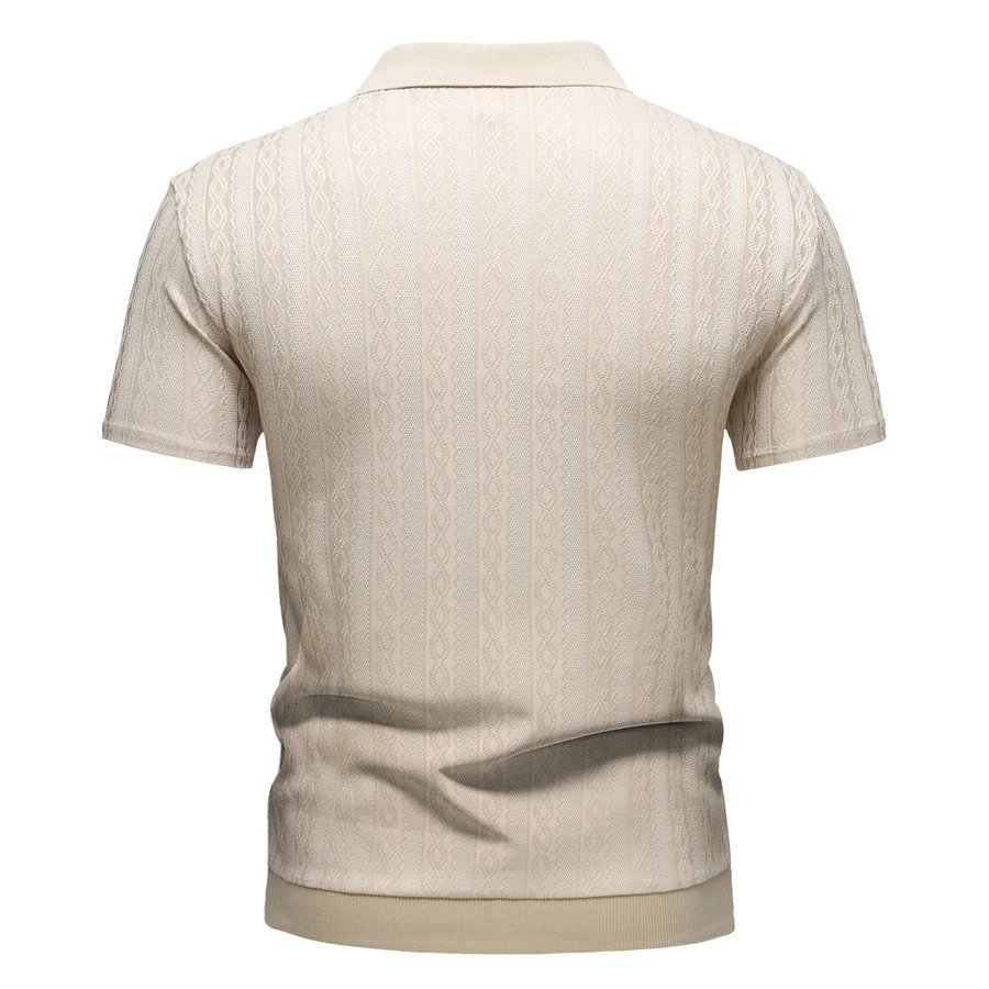 Design Zip-Front Textured Polo Mint Green with Black Panels Tops.polo - 14