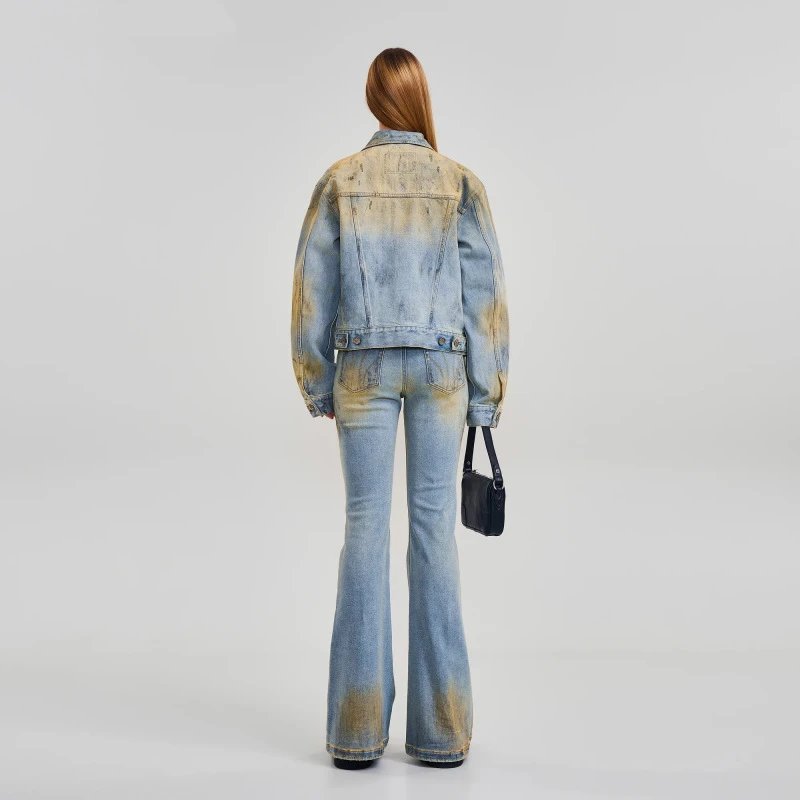 SMF Distressed Cropped Denim Jacket Blue - 4