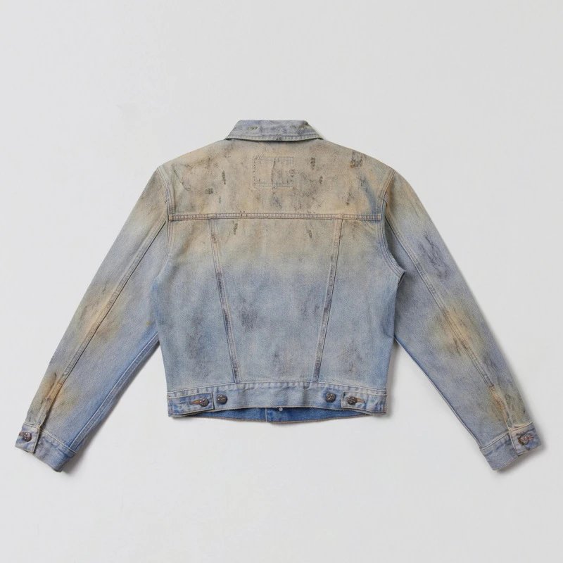 SMF Distressed Cropped Denim Jacket Blue - 7