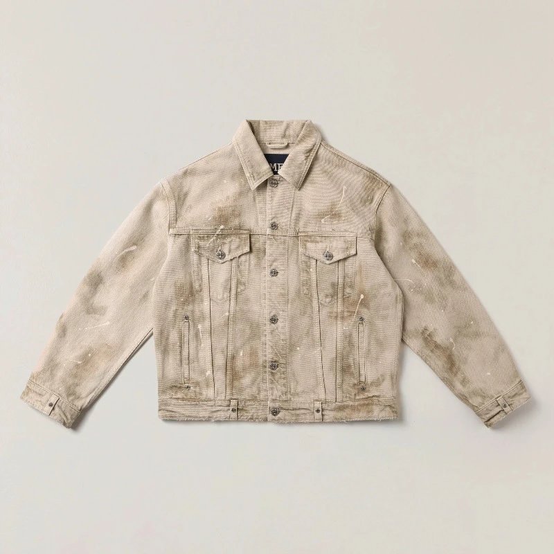 Design Glitter Denim Jacket Beige Outerwear - 9