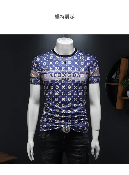 Design AFENGDA Homme Monogram Print Brown T-Shirt T-Shirts - 22