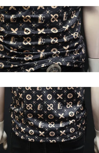 Design AFENGDA Homme Monogram Print Brown T-Shirt T-Shirts - 32