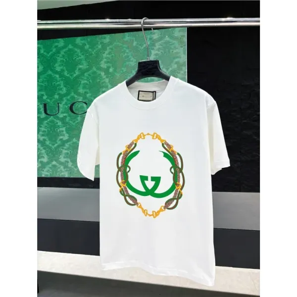 Gucci Chain-Embellished GG Logo White T-Shirt - 1