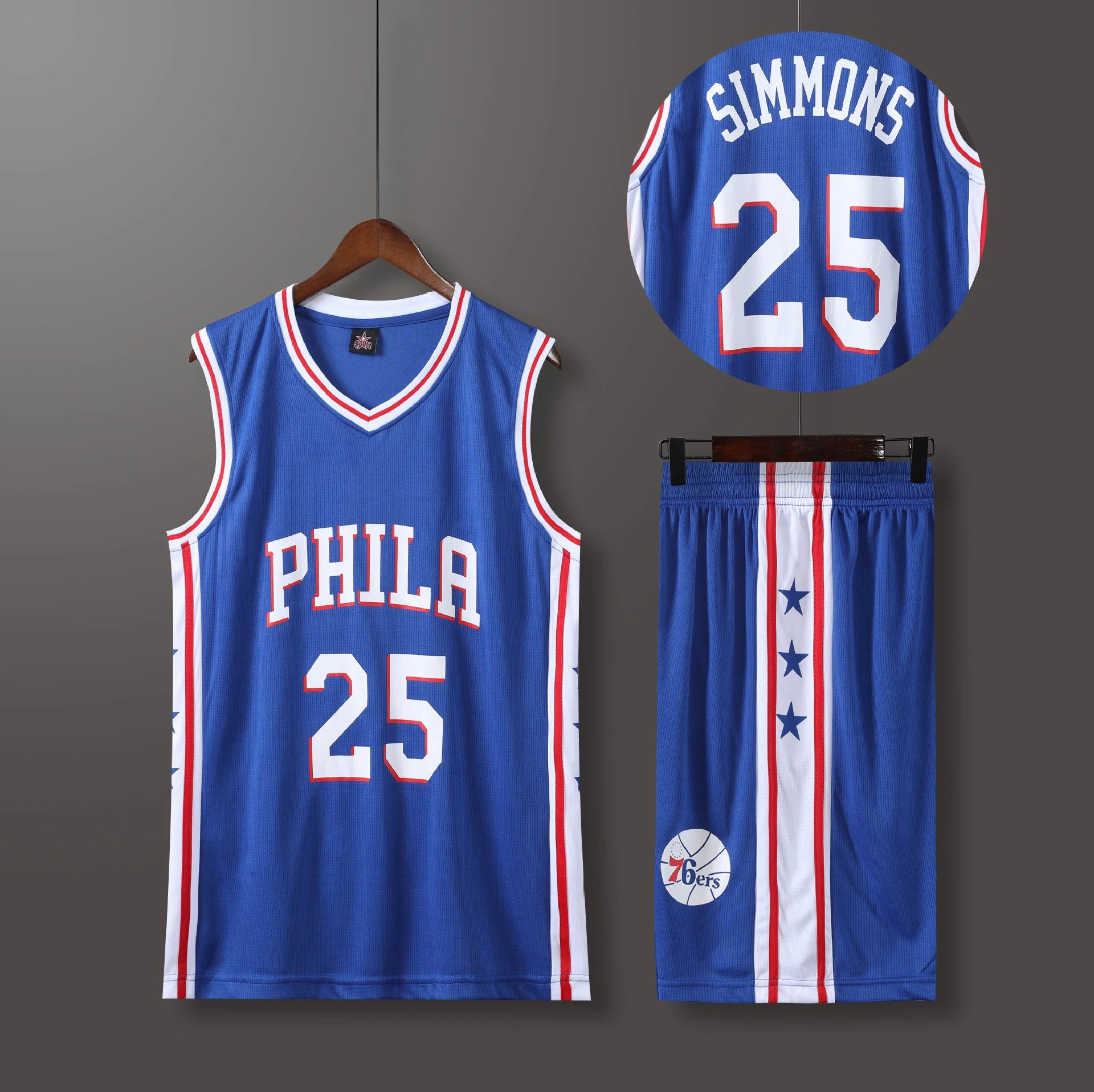 Philadelphia 76ers Ben Simmons #25 Replica Jersey Set Blue
