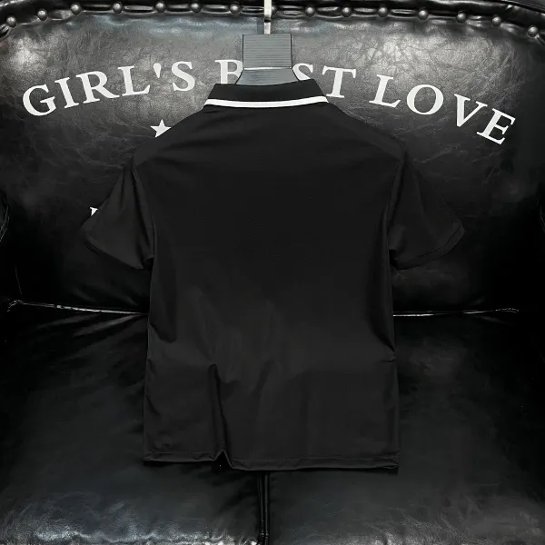 Design Classic Contrast Collar Polo Black Tops.polo - 7