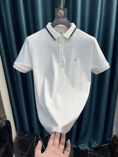 Design Classic Contrast Collar Polo Black Tops.polo - 11