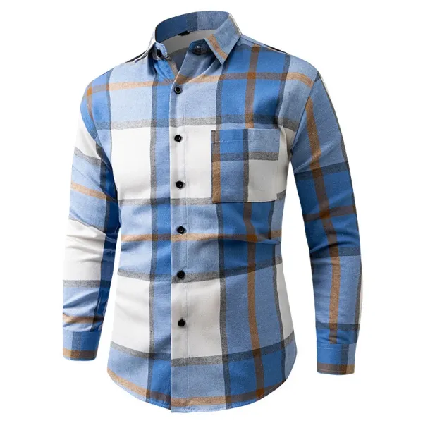 Design Plaid Button-Up Shirt Red White Gray Tops Shirt - 9