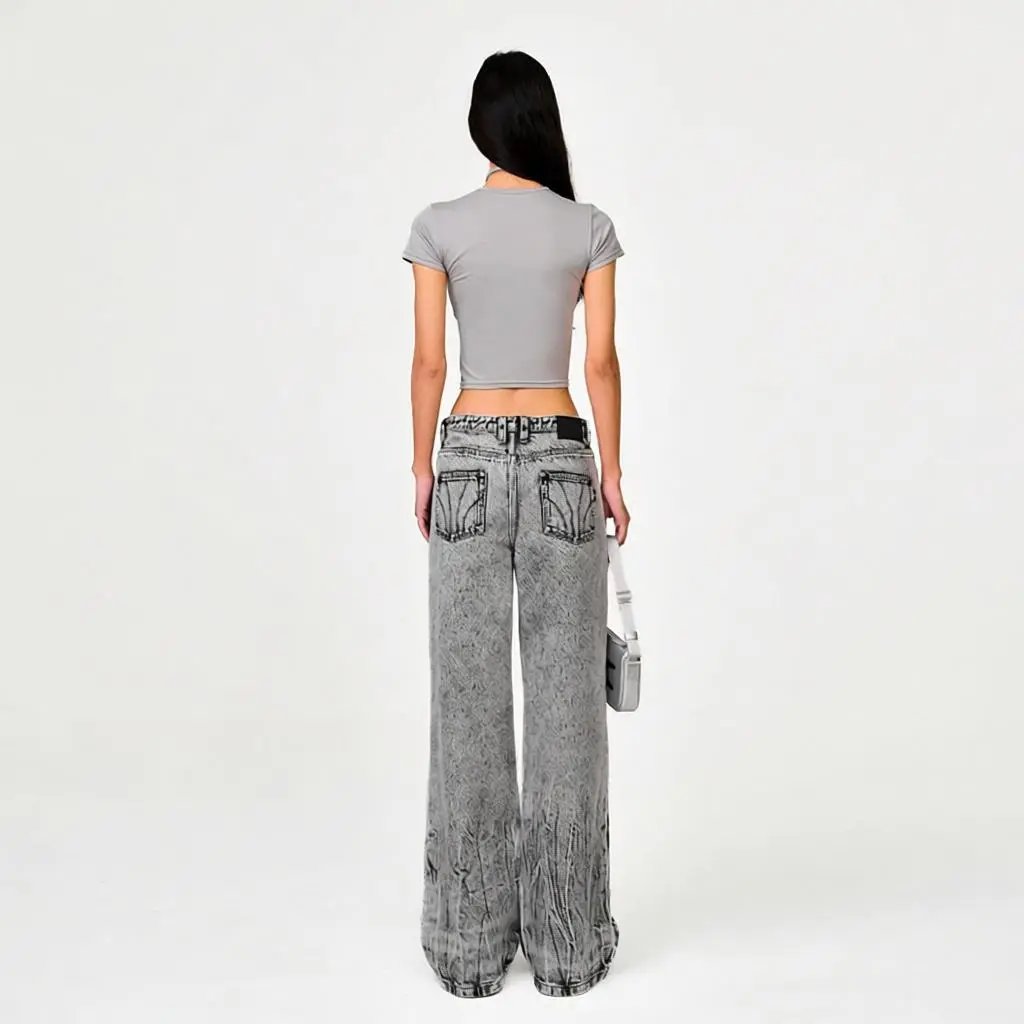Design EMFK Wide-Leg Distressed Black Jeans - 10