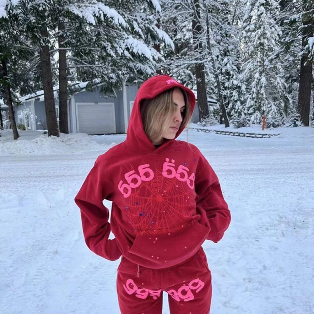 SP5DER Super Five Pink Graphic Hoodie - 19