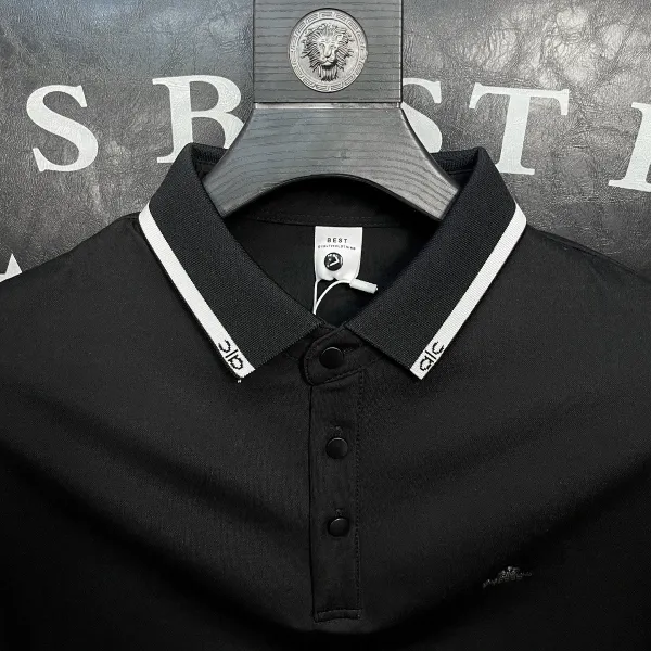 Design Classic Contrast Collar Polo Black Tops.polo - 12