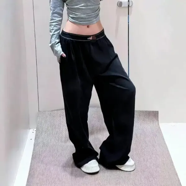 Design Wide-Leg Satin Pants Black - 1