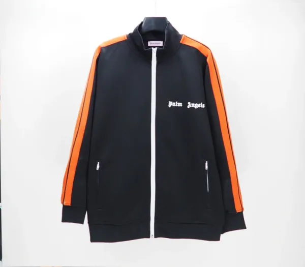 Palm Angels Track Jacket Black Orange Outerwear - 1