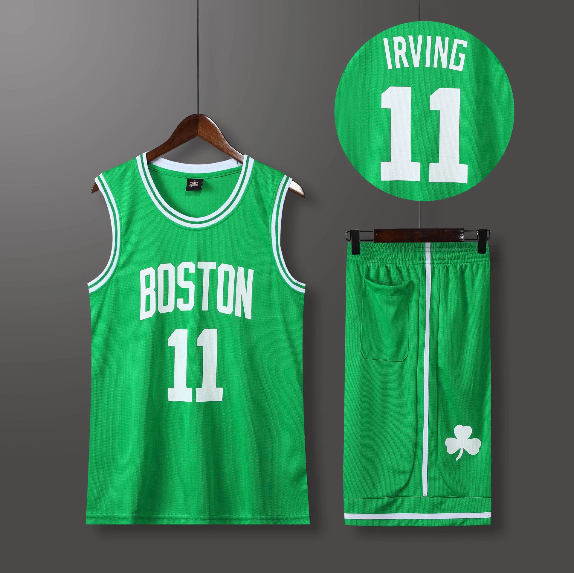 Boston Celtics Kyrie Irving #11 Green Basketball Jersey Set