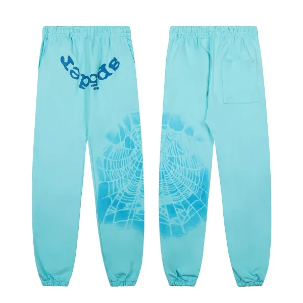 Design Spider Web Print Jogger Sweatpants Turquoise - 1