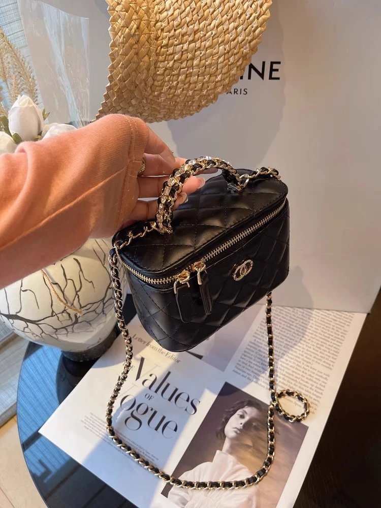 Chanel Mini Coco Handle Black Quilted Leather Chain Handbag - 30