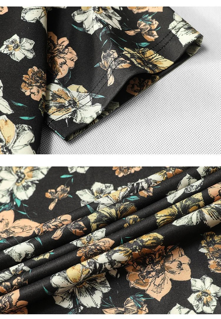 Design Shanbao Floral Print Black T-Shirt Tops.t Shirts - 9