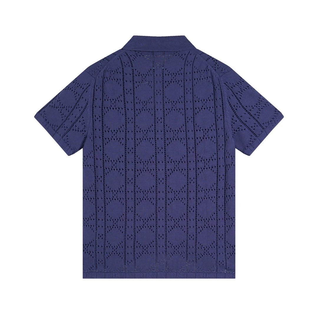 Dior Men's Embroidered Pocket Polo Navy Polo Shirt - 30