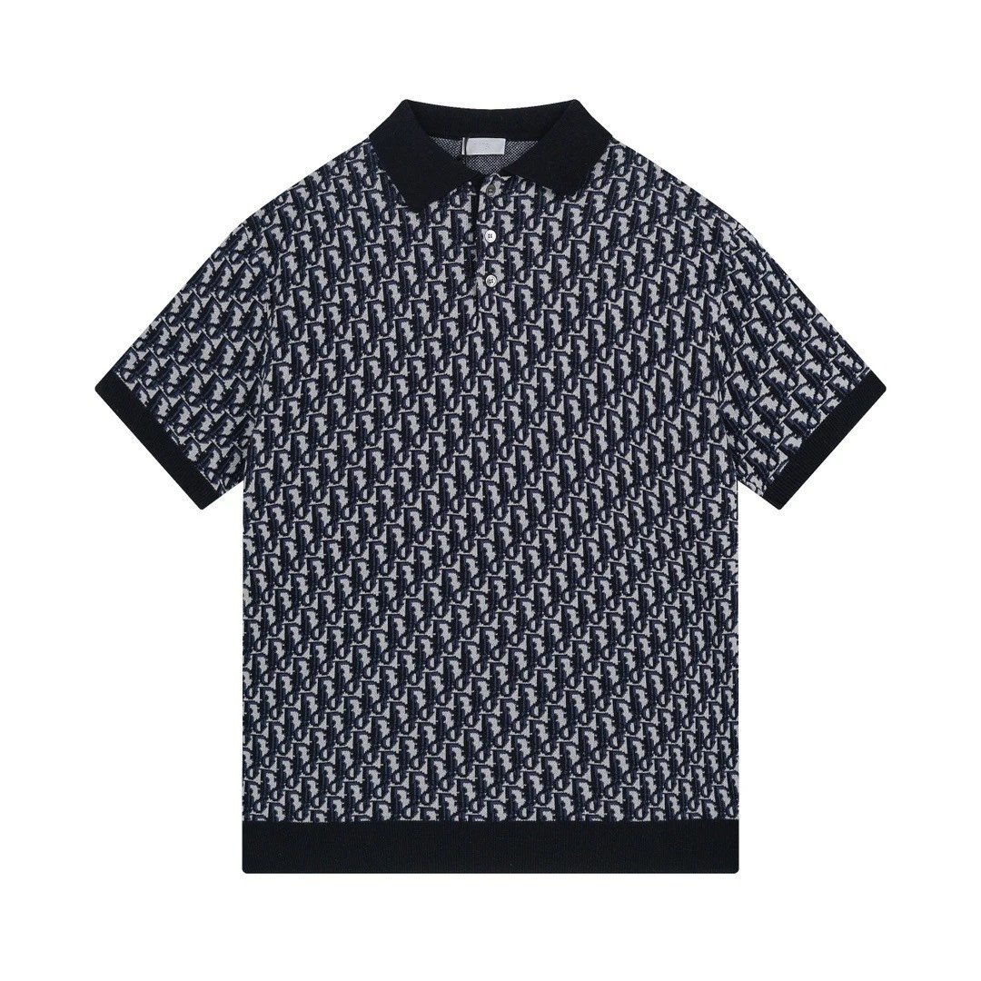 Dior Men's Embroidered Pocket Polo Navy Polo Shirt - 35