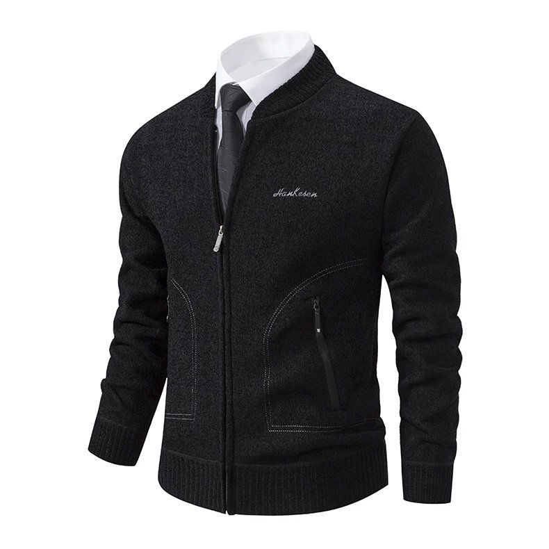 Design Zip-Up Knit Bomber Jacket Gray Outerwear Jacket - 9