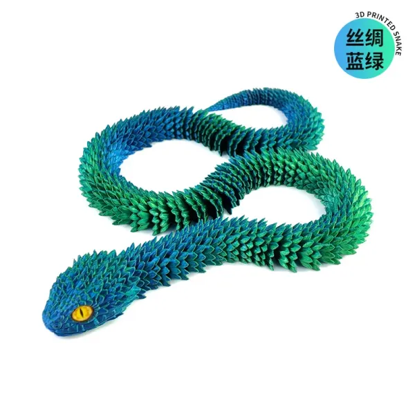 Design 3D Printed Snake Sculpture Silk Blue Green Accessories - 1